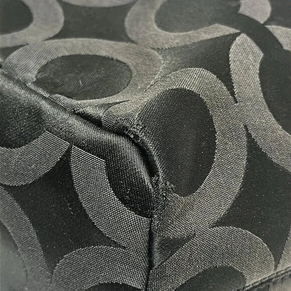 COACH Op Art 20481 Black Dark Gray Jacquard Leather - Shoulder Bag - Picture 5 of 8